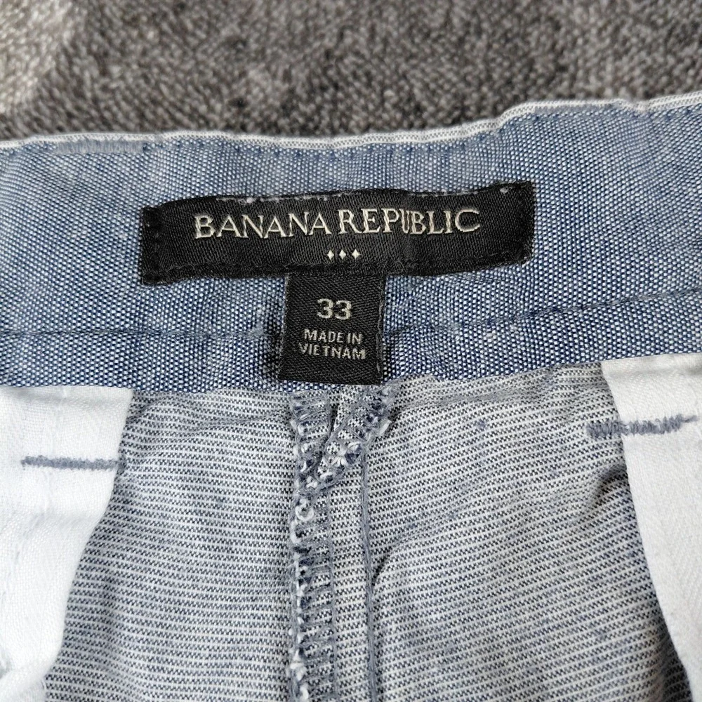 Banana Republic Mens 33 Blue Gray Micro Stripe Cotton Flat Front‎ Shorts